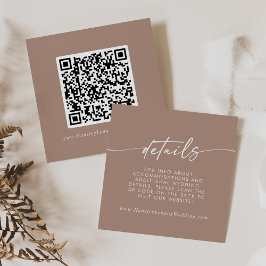 Tarjeta De Recepción Moda Boho Boda Neutral Taupe Detalles del Código Q