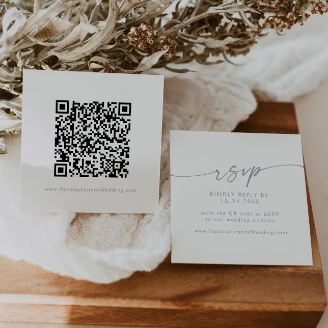 Tarjeta De Recepción Moda Boho Dusty Boda púrpura Código QR RSVP (Subido por el creador)