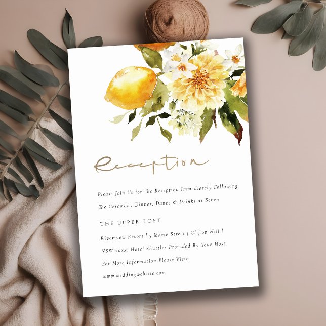 Tarjeta De Recepción Moda Boho Lemon Amarillo Acogida Boda Floral (Subido por el creador)