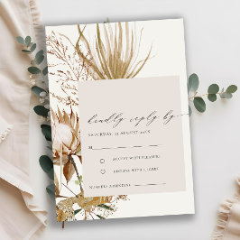 Tarjeta De Recepción Moda Boho Protea Sequedad Palm Floral Wedding RSVP