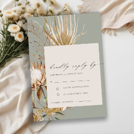 Tarjeta De Recepción Moda Boho Protea Sequedad Palm Floral Wedding RSVP