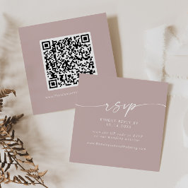 Tarjeta De Recepción Moda Boho Rosa polvoriento Boda rosa Código QR RSV