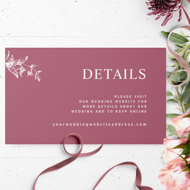Tarjeta De Recepción Moda Burgundy Boda Sitio web / Detalles (Subido por el creador)