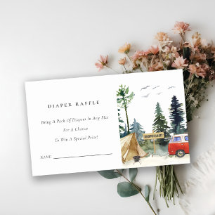 Tarjeta De Recepción Moda Camping Pine Forest Diaper Raffle Baby Shower