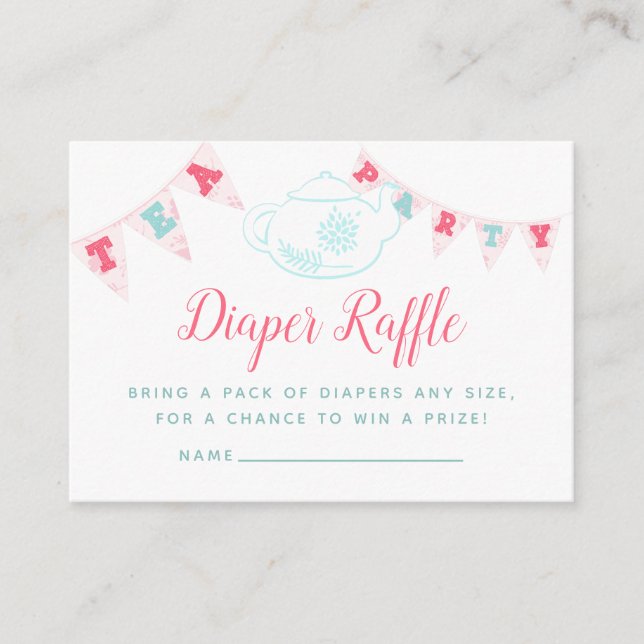 Tarjeta De Recepción Moda Chica Baby Shower Tea Fiesta Diaper Raffle (Anverso)