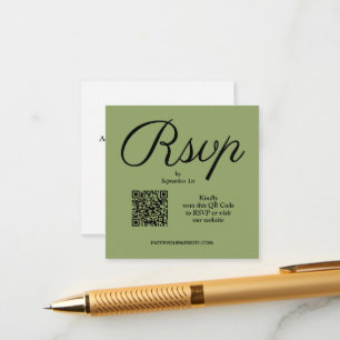 Tarjeta De Recepción Moda Código QR Boda verde