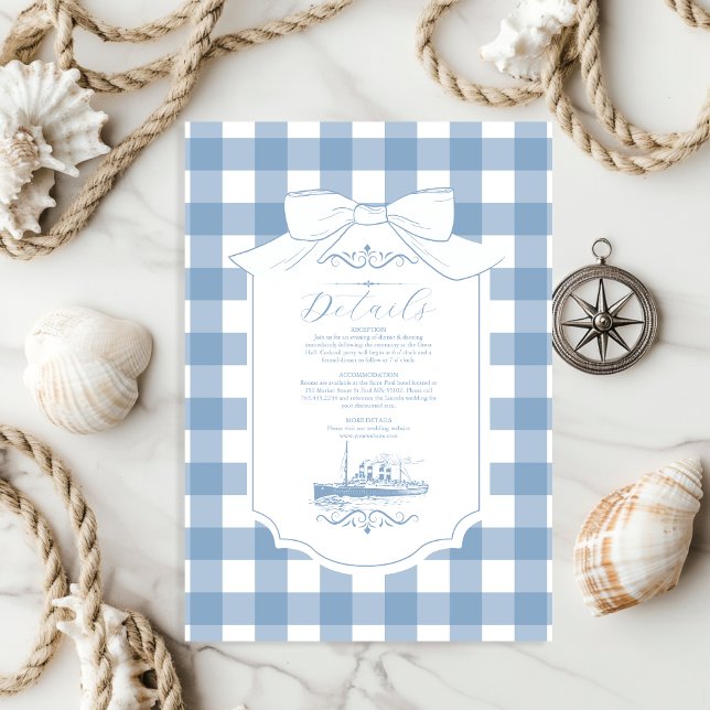 Tarjeta De Recepción Moda Coquette Nautical Bow Boda (Subido por el creador)