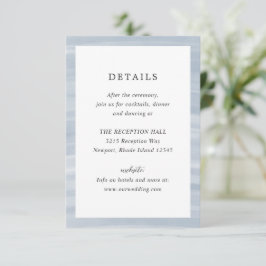 Tarjeta De Recepción Moda costera Boda Elegante Azul Muerto
