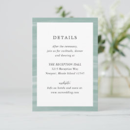 Tarjeta De Recepción Moda costera Boda Elegante Verde Muerta