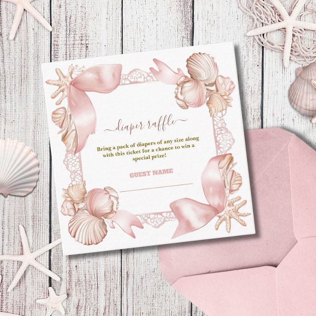 Tarjeta De Recepción Moda costera Pearl blush Pink Diaper Raffle (Subido por el creador)