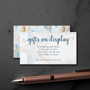 Tarjeta De Recepción Moda costera   Regalos Blue Gold Starfish en panta