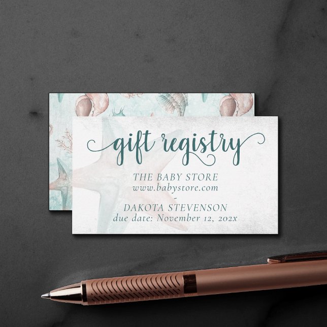 Tarjeta De Recepción Moda costera | Registro Verde azulado de Duchas St (Subido por el creador)