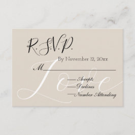Tarjeta De Recepción Moda Cream Beige White Love RSVP