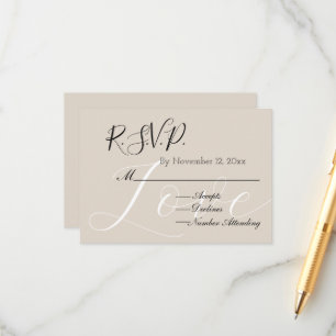Tarjeta De Recepción Moda Cream Beige White Love RSVP