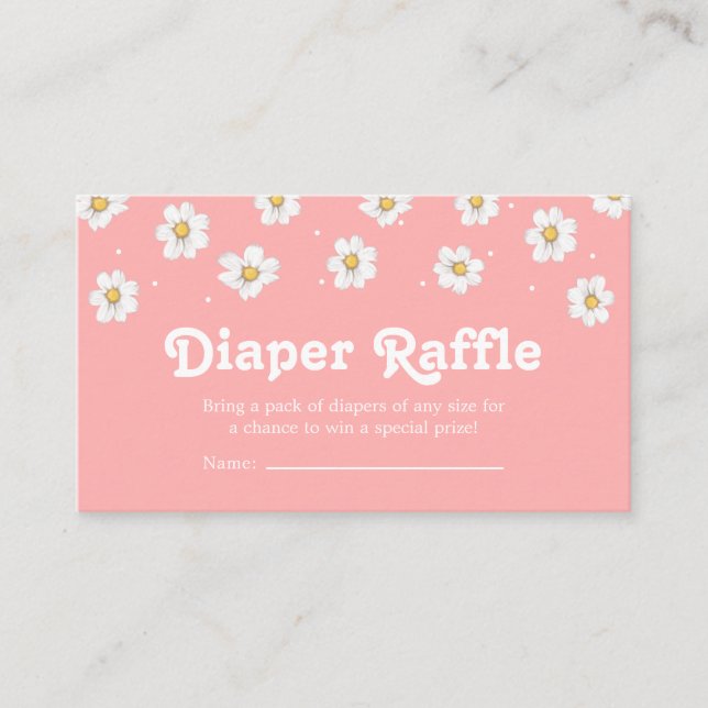 Tarjeta De Recepción Moda Daisy Flower Rubor Pink Diaper Raffle (Anverso)