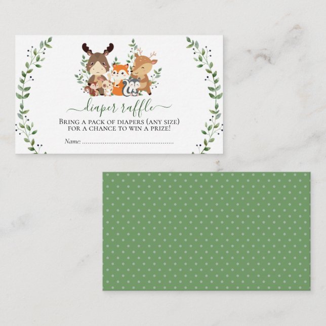Tarjeta De Recepción Moda de bosque vegetación Diapé de animales silves (Anverso / Reverso)