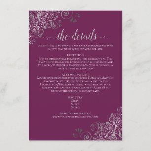 Tarjeta De Recepción Moda de colores plateados Cassis Boda púrpura