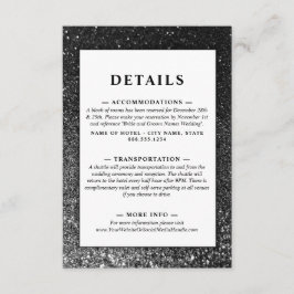 Tarjeta De Recepción Moda de Glam Blanco y Negro Purpurina Boda moderna