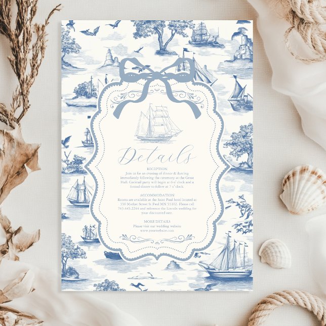 Tarjeta De Recepción Moda de la tela Boda Nautical Bow (Subido por el creador)
