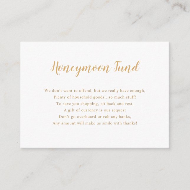 Tarjeta De Recepción Moda de luna de miel simple ducha de novia (Anverso)