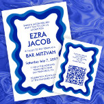 Tarjeta De Recepción Moda de marco ondulado Personalizado moderno QR Ba<br><div class="desc">TARJETAS DE ENCLOSURA perfectas para incluir en un murciélago mitzvah, bar mitzvah u otra celebración judía! ¡La mano hizo un marco ondulado para ti en la parte delantera! ¡TODO PERSONALIZABLE! Haga clic en "Personalizar" para editar el texto y agregar su vínculo al código QR. Haga clic en "editar usando la...</div>
