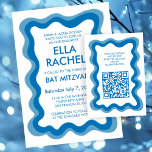 Tarjeta De Recepción Moda de marco ondulado Personalizado moderno QR Ba<br><div class="desc">TARJETAS DE ENCLOSURA perfectas para incluir en un murciélago mitzvah, bar mitzvah u otra celebración judía! ¡La mano hizo un marco ondulado para ti en la parte delantera! ¡TODO PERSONALIZABLE! Haga clic en "Personalizar" para editar el texto y agregar su vínculo al código QR. Haga clic en "editar usando la...</div>