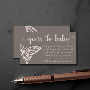 Tarjeta De Recepción Moda de mariposa   Rubor Taupe Adivina al bebé