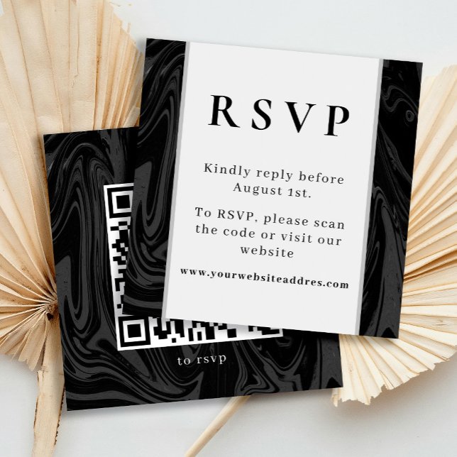 Tarjeta De Recepción Moda de mármol negro abstracto moderno (Subido por el creador)