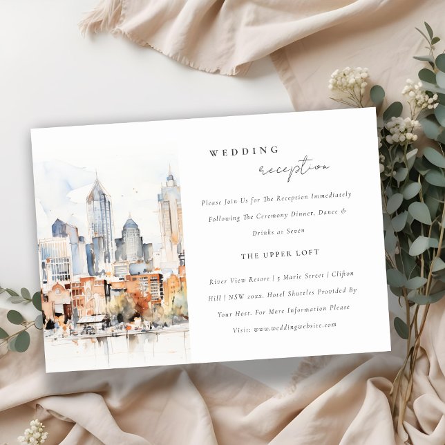 Tarjeta De Recepción Moda Denver Colorado Skyline Wedding Reception (Subido por el creador)