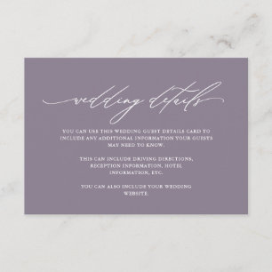 Tarjeta De Recepción Moda Dusty Purple Details con caligrafía