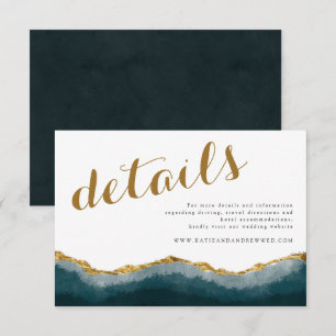 Tarjeta De Recepción Moda Elegante Boda de Agate de Oro Turquesa