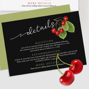 Tarjeta De Recepción Moda elegante Boda de sabio negro de cerezo rojo