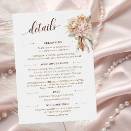 Tarjeta De Recepción Moda Elegante Boho QR Código Boda Floral Detalles