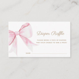 Tarjeta De Recepción Moda Elegante Coquette Rosa Bow Diaper Raffle Chic