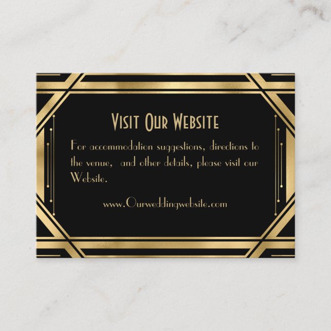 Tarjeta De Recepción Moda elegante Gran Gatsby Bodas Detalles (Anverso)