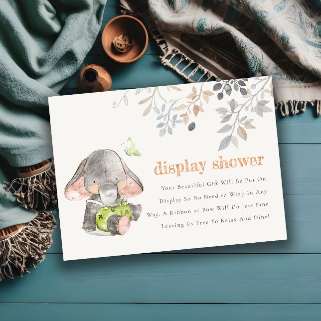 Tarjeta De Recepción Moda Elephant Foliage Display Shower Baby Shower (Subido por el creador)