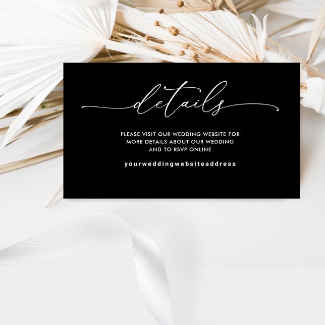 Tarjeta De Recepción Moda en blanco y negro, sitio web Boda / detalles (Subido por el creador)