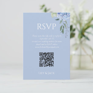 Tarjeta De Recepción Moda Floral Dusty Blue Hydrangea Wedding RSVP