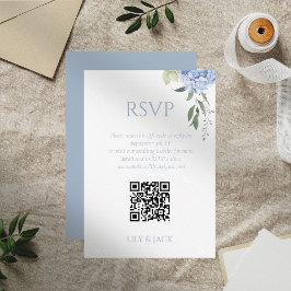 Tarjeta De Recepción Moda Floral Dusty Blue Hydrangea Wedding RSVP