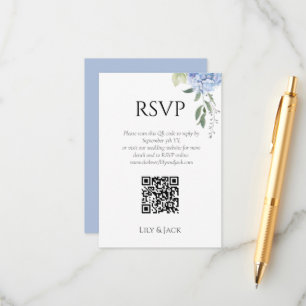 Tarjeta De Recepción Moda Floral Dusty Blue Hydrangea Wedding RSVP