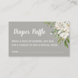 Tarjeta De Recepción Moda floral gris Baby Shower Diaper Raffle Entrada