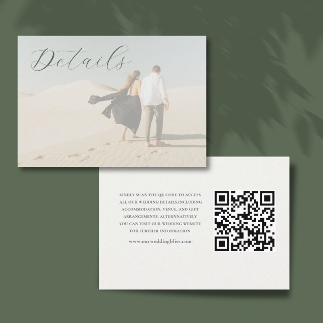 Tarjeta De Recepción Moda Foto Sage Green Calligraphy RSVP (Subido por el creador)
