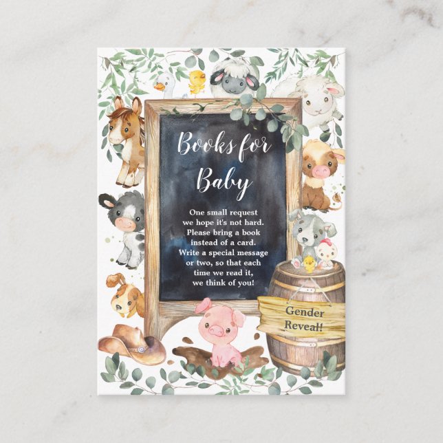 Tarjeta De Recepción Moda Granja Animales Barnyard Libros de vegetación (Anverso)