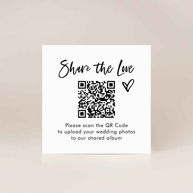 Tarjeta De Recepción Moda Guión casual Boda de código QR Compartir amor (Subido por el creador)
