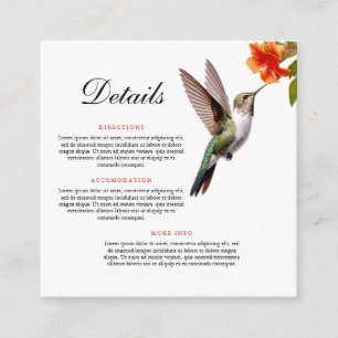 Tarjeta De Recepción Moda Hummingbird y Naranja Boda de flores