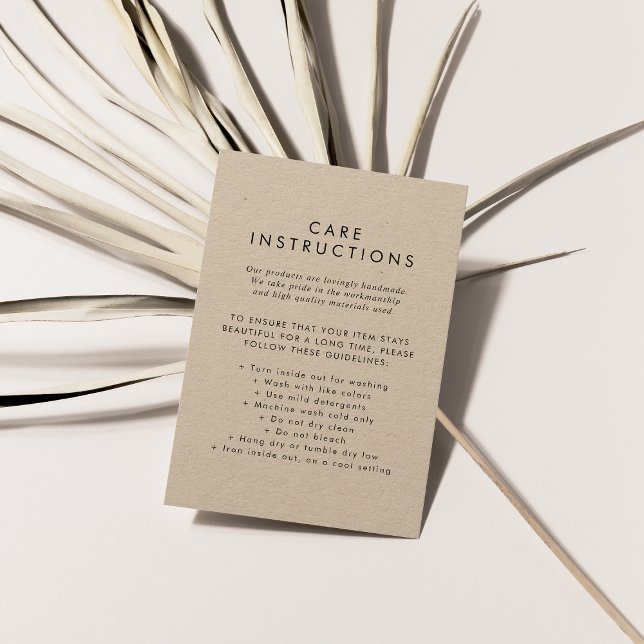 Tarjeta De Recepción Moda Kraft Instrucciones para el cuidado de produc (Subido por el creador)