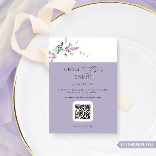 Tarjeta De Recepción Moda Lavender Pastel Floral RSVP en línea, código 
