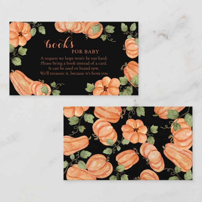 Tarjeta De Recepción Moda Libros de calabaza negra para bebé (Anverso / Reverso)