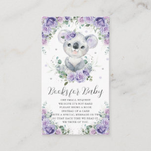 Tarjeta De Recepción Moda Lilac morado Floral Cute Koala Libros para be