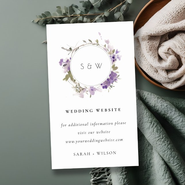 Tarjeta De Recepción Moda Meadow Lilac Floral Wreath Boda sitio web (Subido por el creador)